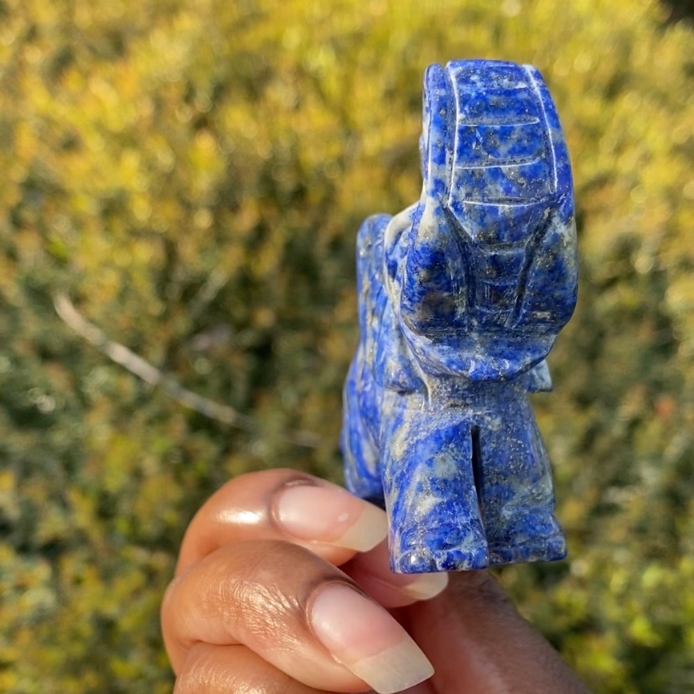 Lapis Lazuli with Pyrite Elephant Carving - Picture 5 of 13